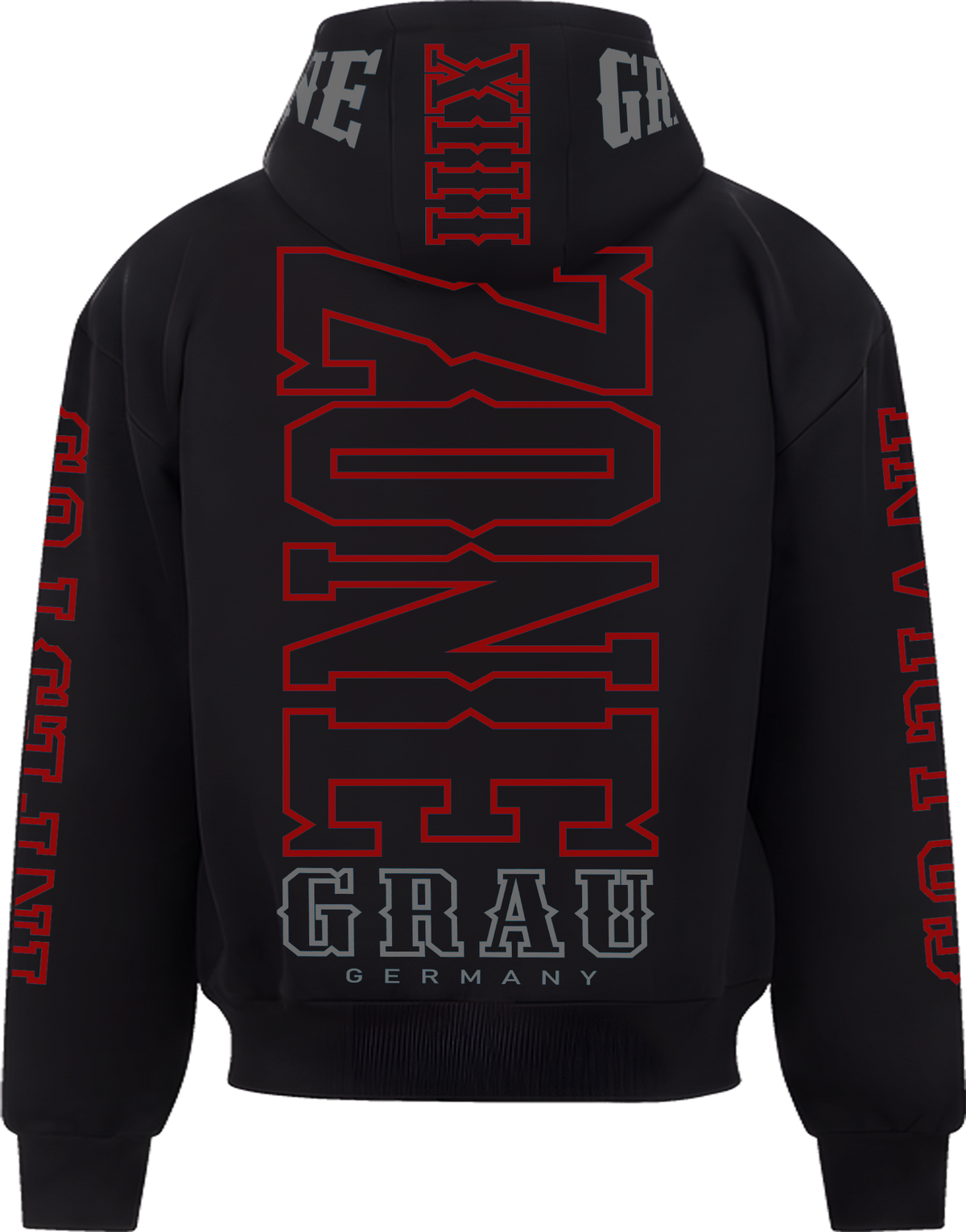 ZONE GRAU "13" – Ultra-Heavy Full-Zip-Hoodie (Black)