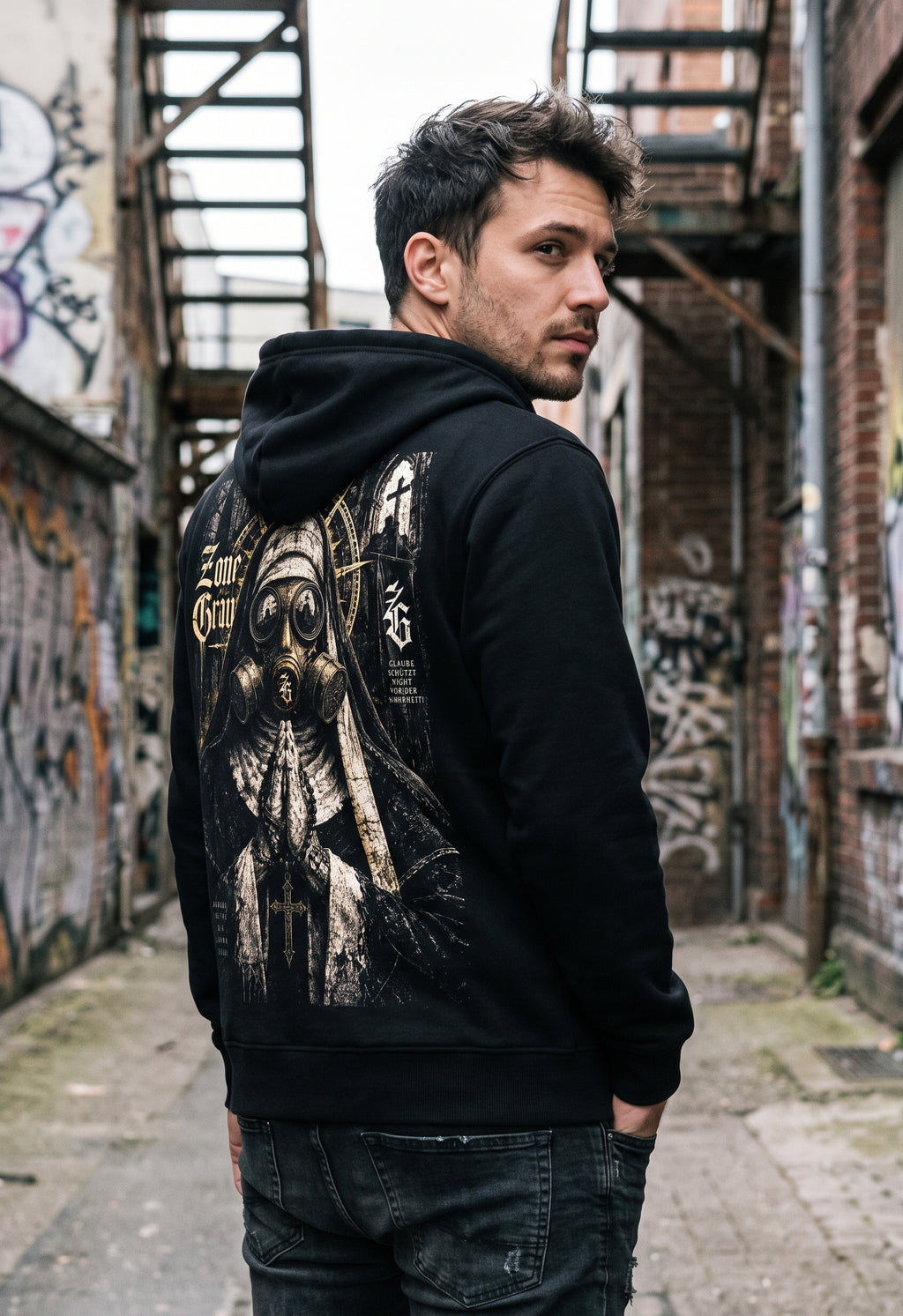 Zone Grau – „Wahrheit & Glaube“ Zip-Hoodie